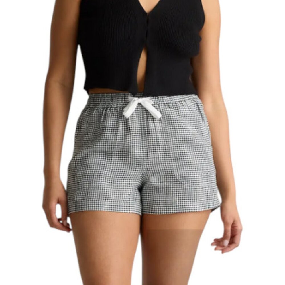 Like new Quince European Linen Classic Mini Gingham Shorts Size Large - Picture 2 of 9